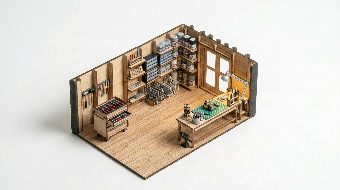 Schuur als modelbouw werkplaats